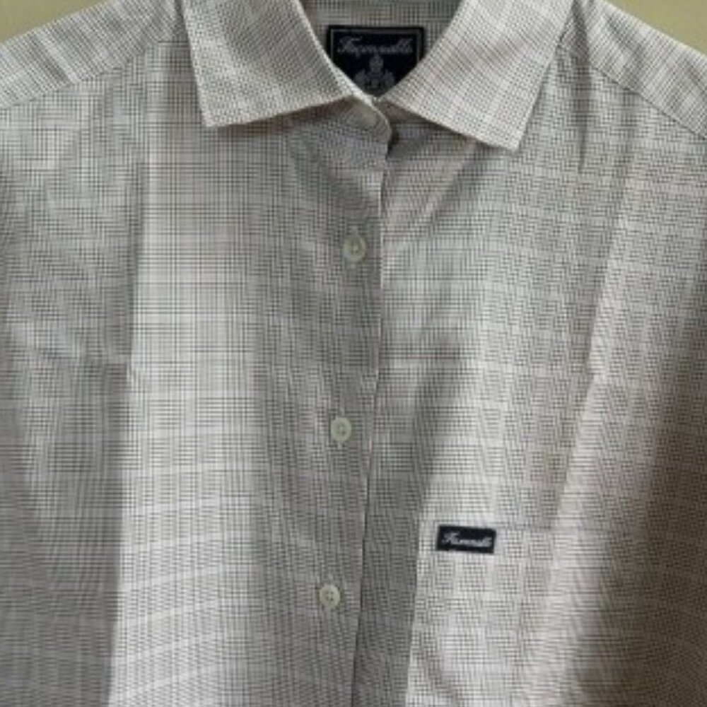 Faconnable Women’s Woven Check Print Button Down Cotton Dress Shirt Size Small - Picture 7 of 11